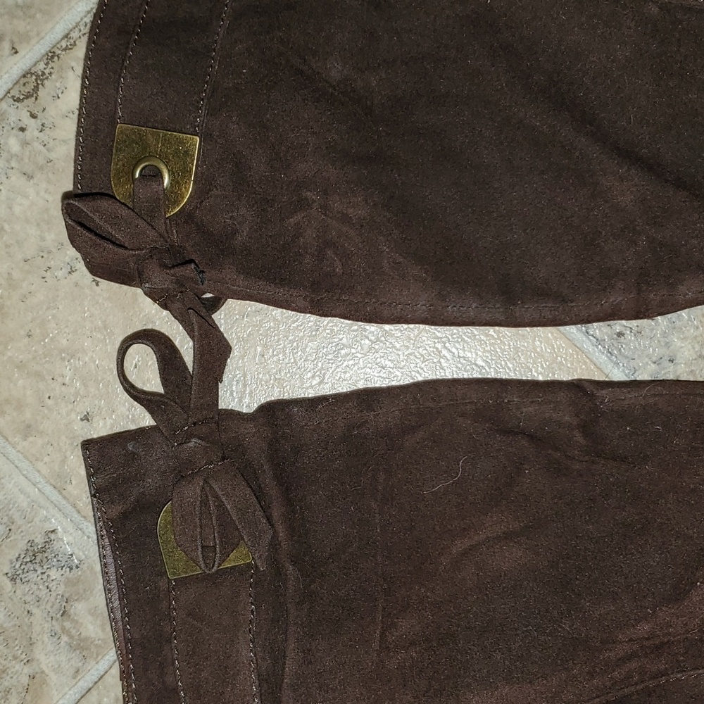 Liliana Studded Tall Brown Heeled Zipper Boots - Picture 3 of 8